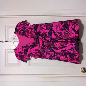 NWOT Torrid Flutter Sleeve Skater Swim Dress with Brief Tropical Leaf Print